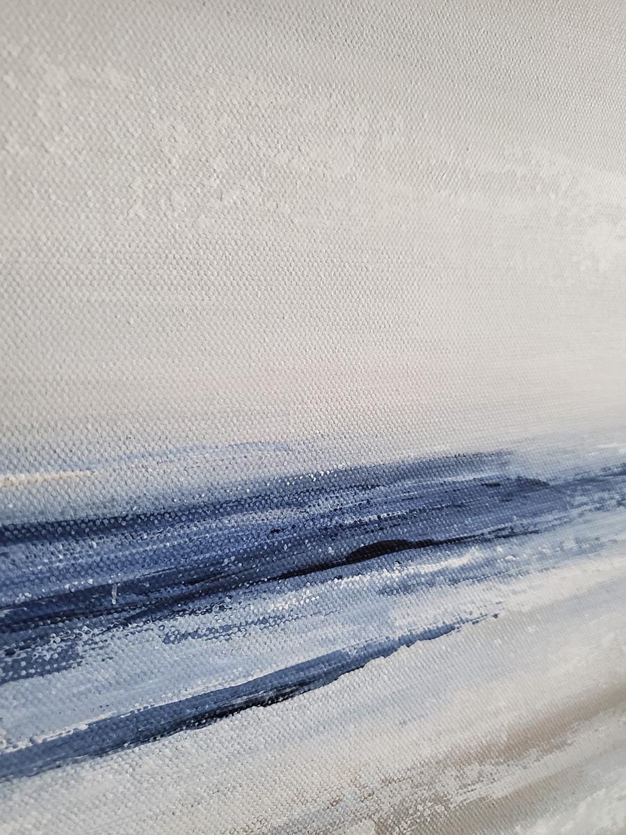 Minimalist Abstract Wall Art, Original Large Landscape Painting, Coastal Decor, Contemporary Blue Abstract
