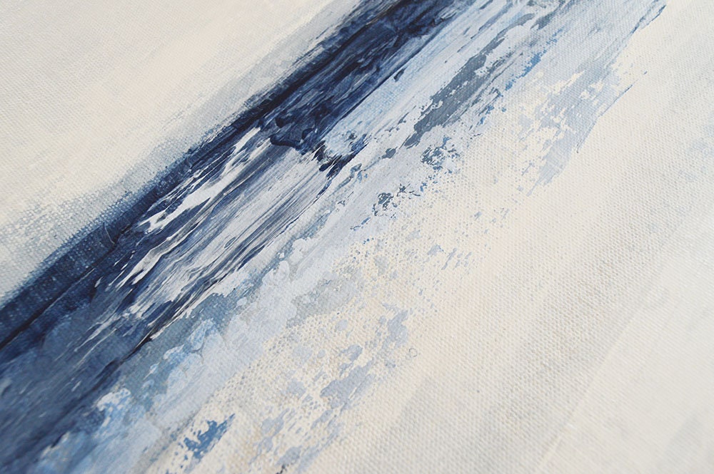 Minimalist Abstract Wall Art, Original Large Landscape Painting, Coastal Decor, Contemporary Blue Abstract
