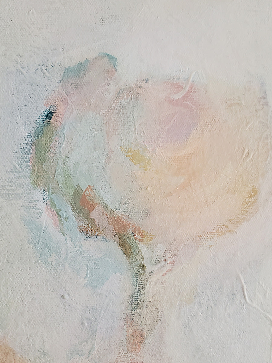 Original Abstract Flower Painting, Atmospheric Living Room Wall Art, Modern Floral Art
