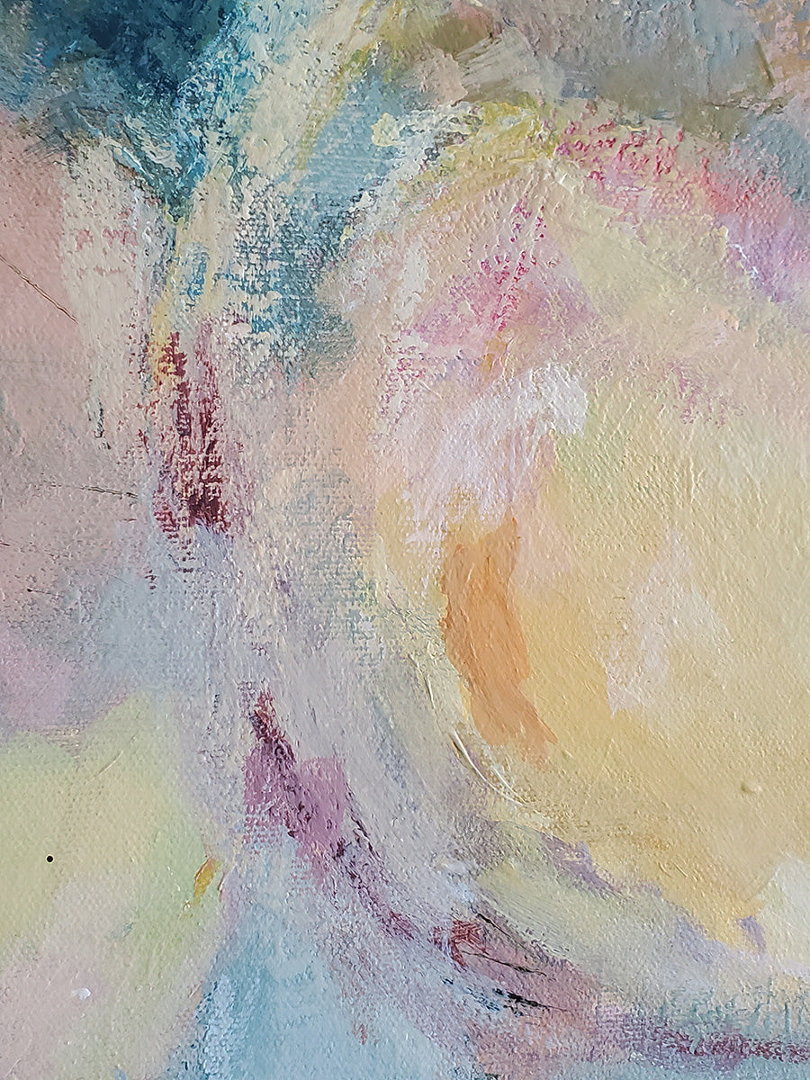 Original Abstract Flower Painting, Atmospheric Living Room Wall Art, Modern Floral Art