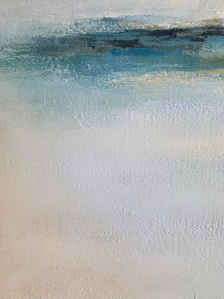 Original Abstract Coastal Art, Blue Horizon Painting, Atmospheric Landscape Wall Art, Minimalist Artwork