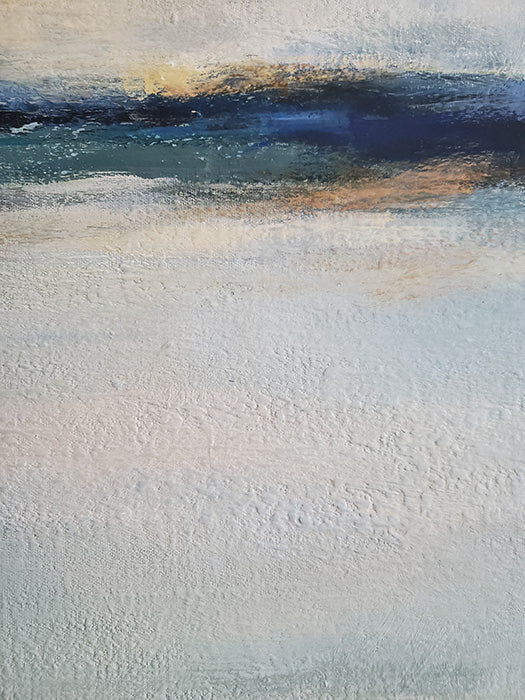 Original Abstract Coastal Art, Blue Horizon Painting, Atmospheric Landscape Wall Art, Minimalist Artwork