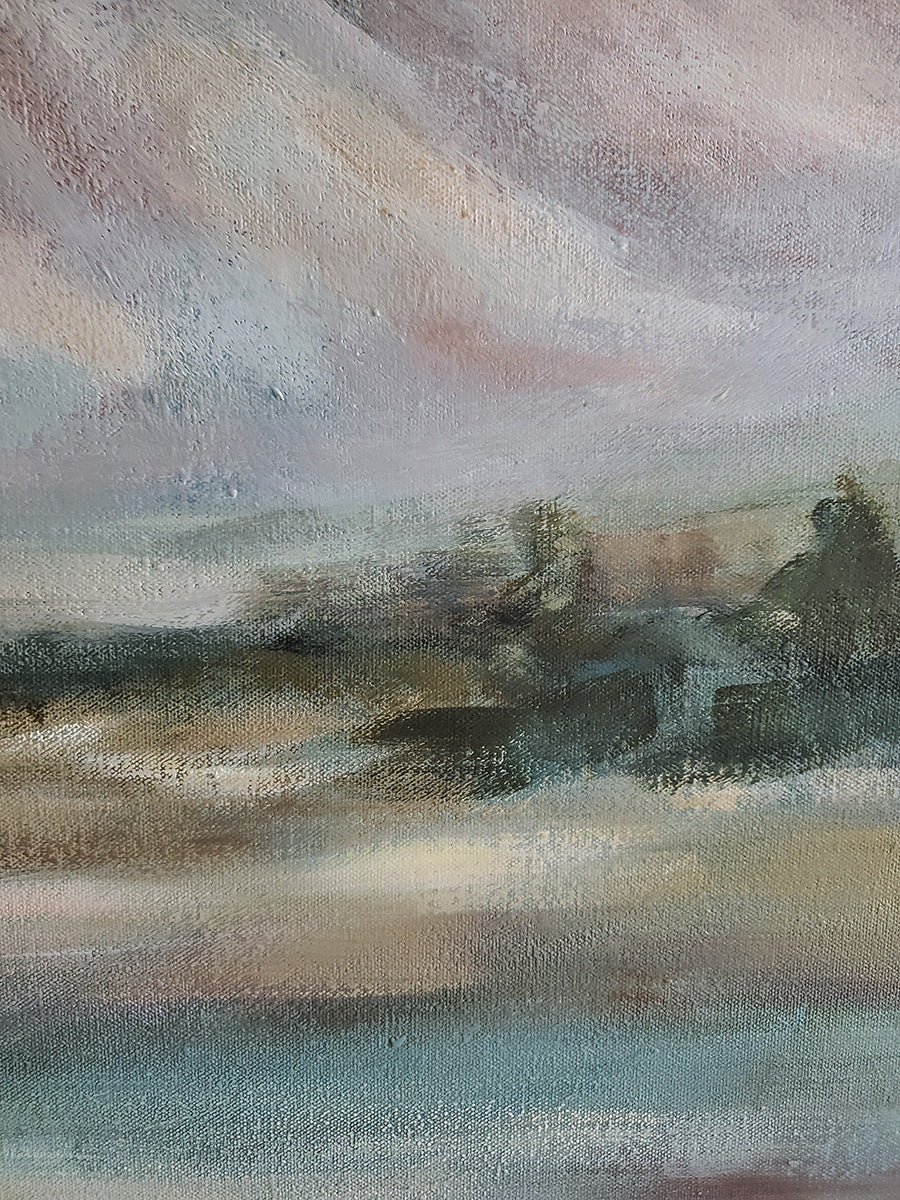 Original Landscape Painting, Atmospheric Mountain Art on Canvas, Modern Living Room Wall Art