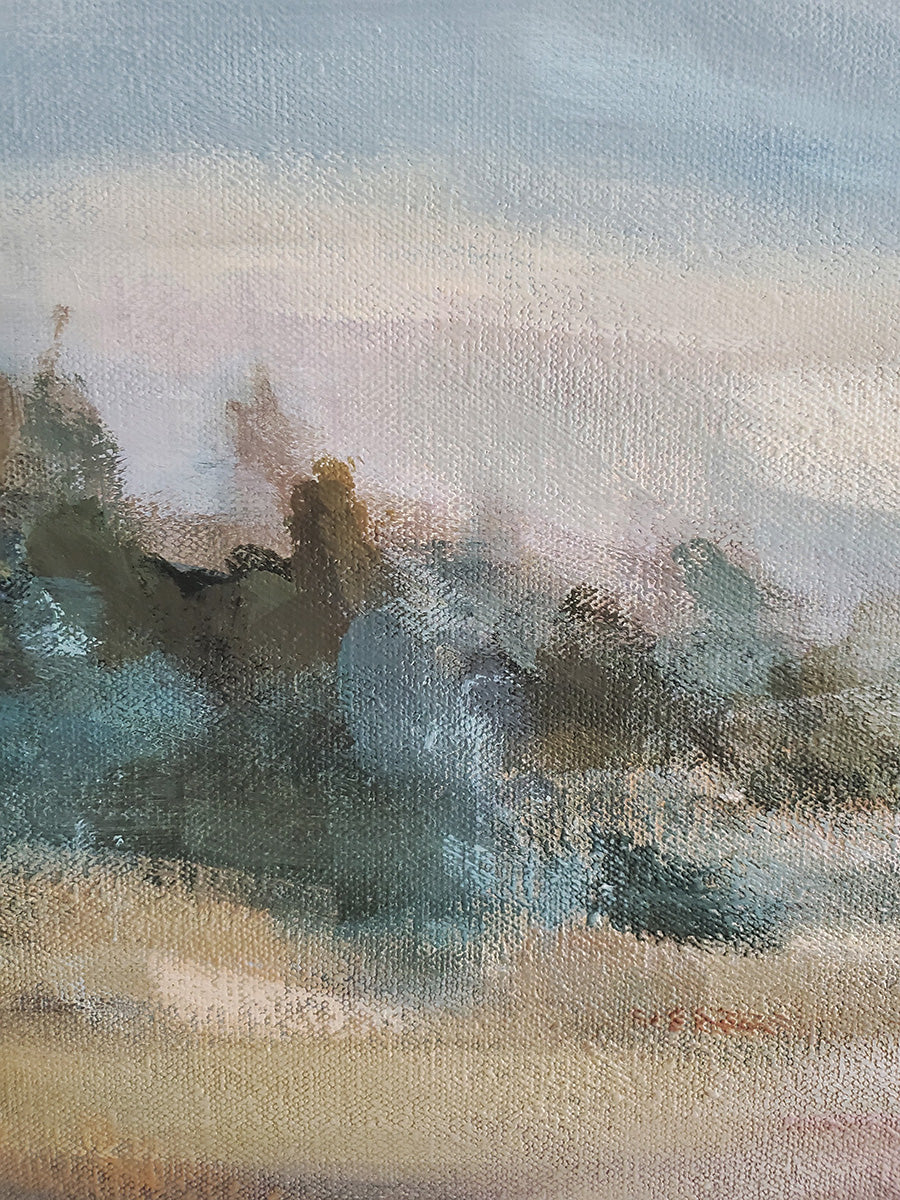 Original Landscape Painting, Atmospheric Mountain Art on Canvas, Modern Living Room Wall Art