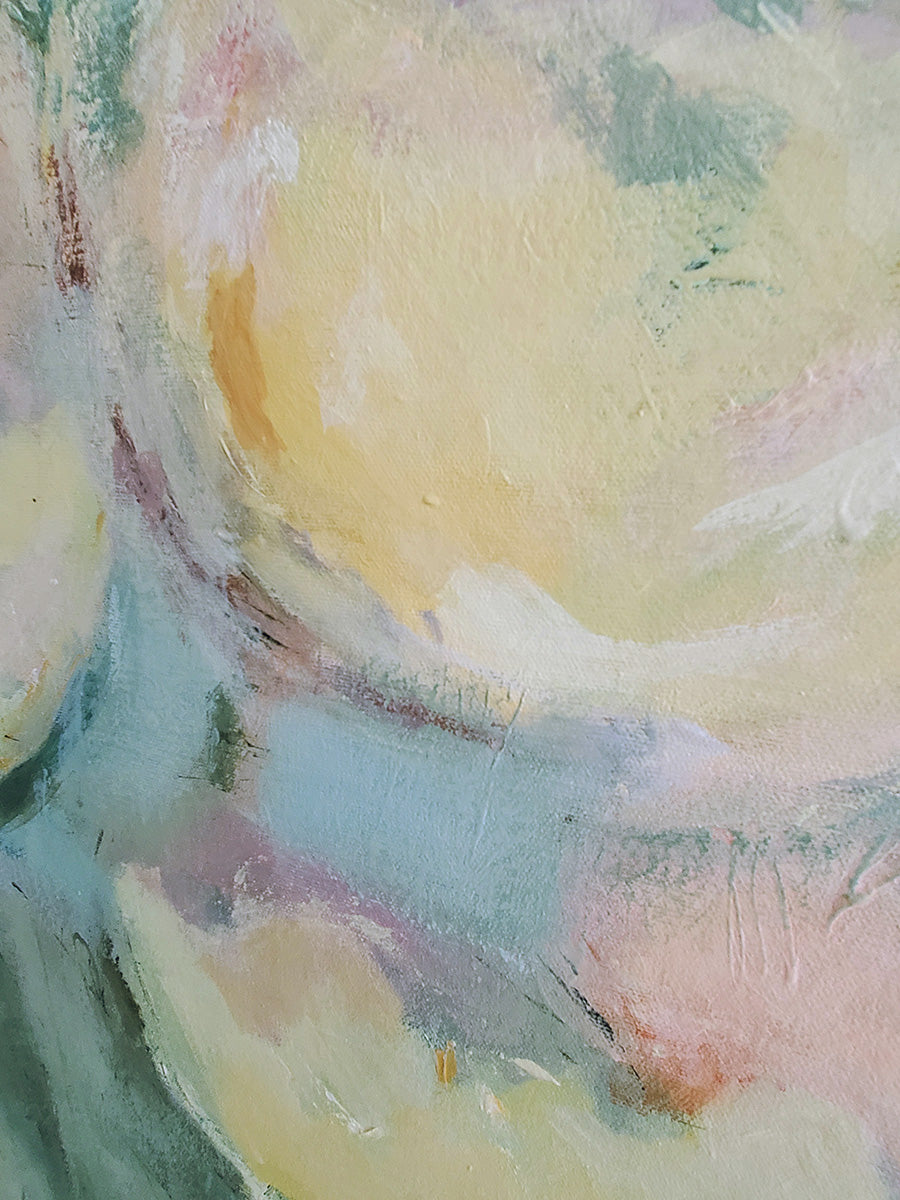 Original Abstract Flower Painting, Atmospheric Living Room Wall Art, Modern Floral Art