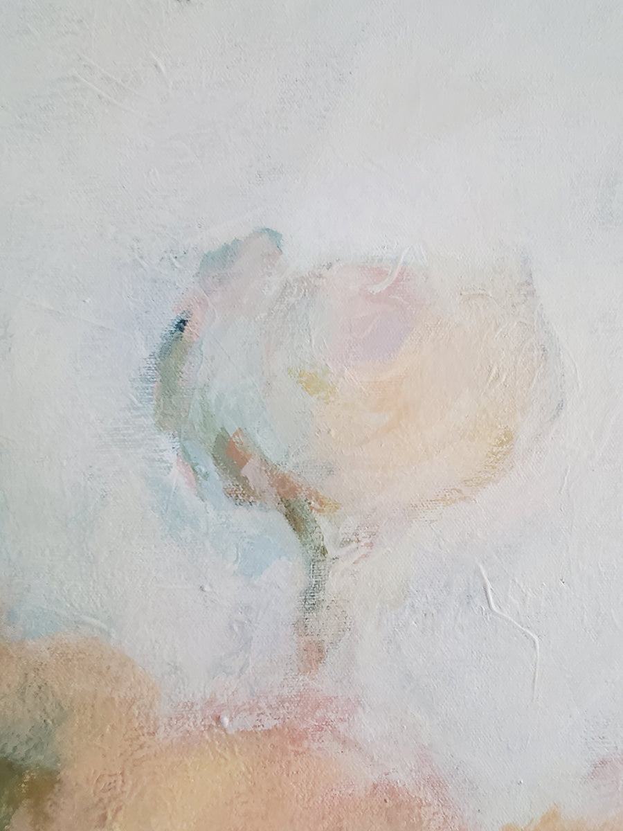 Original Abstract Flower Painting, Atmospheric Living Room Wall Art, Modern Floral Art