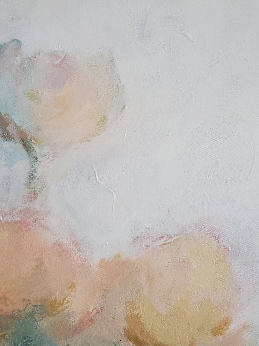 Original Abstract Flower Painting, Atmospheric Living Room Wall Art, Modern Floral Art