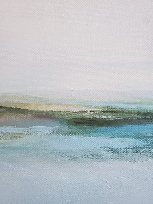 Original Abstract Blue Landscape Painting on Canvas, Minimalist Wall Art, Contemporary Seascape Painting