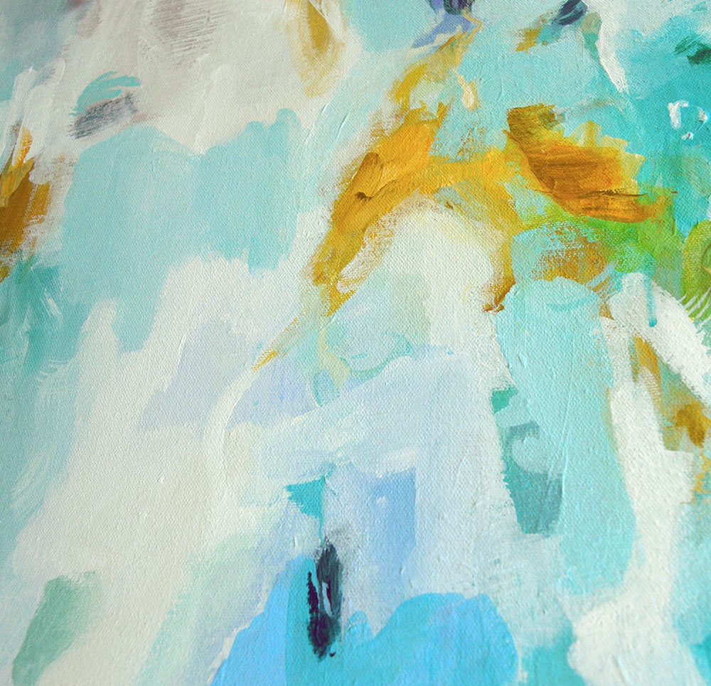 Original Abstract Painting, Modern Wall Art, Contemporary Turquoise Blue Artwork on Canvas