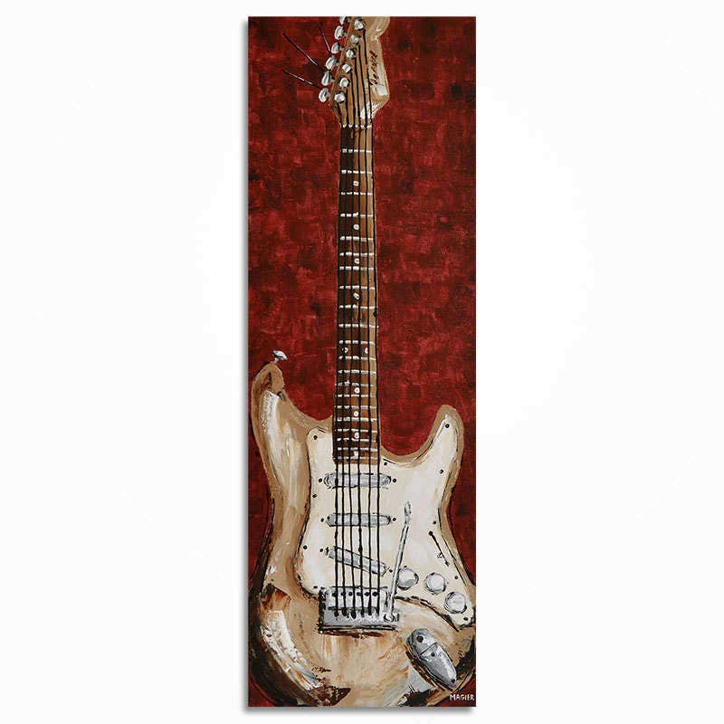 Original Guitar Painting Modern Acrylic Music Artwork Contemporary Wall Art