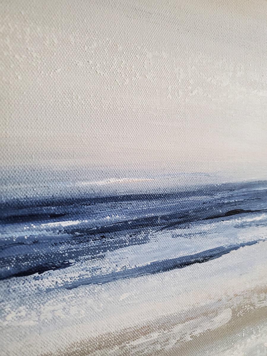 Minimalist Abstract Wall Art, Original Large Landscape Painting, Coastal Decor, Contemporary Blue Abstract
