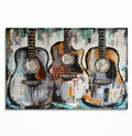 Original Acoustic Guitar Painting, Music Studio Wall Art, Mixed Media Textured Music Art on Canvas