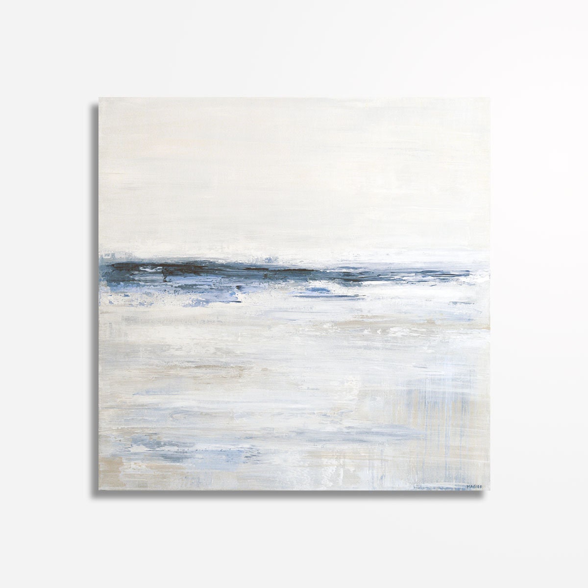 Minimalist Abstract Wall Art, Original Large Landscape Painting, Coastal Decor, Contemporary Blue Abstract