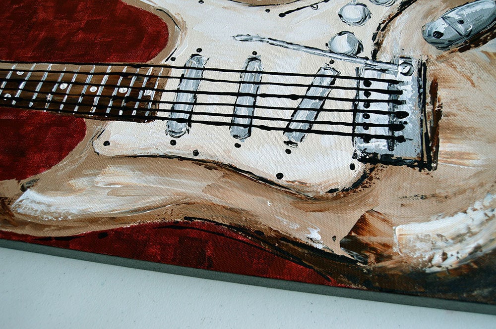 Original Guitar Painting Modern Acrylic Music Artwork Contemporary Wall Art