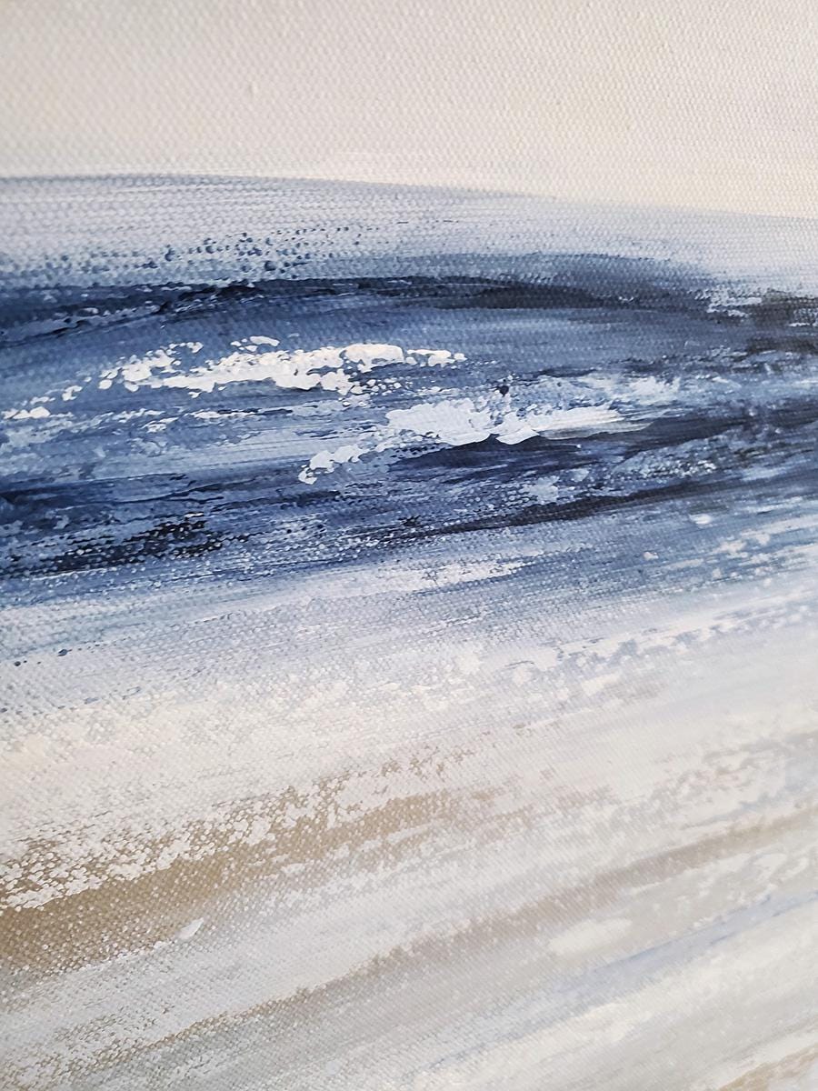 Minimalist Abstract Wall Art, Original Large Landscape Painting, Coastal Decor, Contemporary Blue Abstract