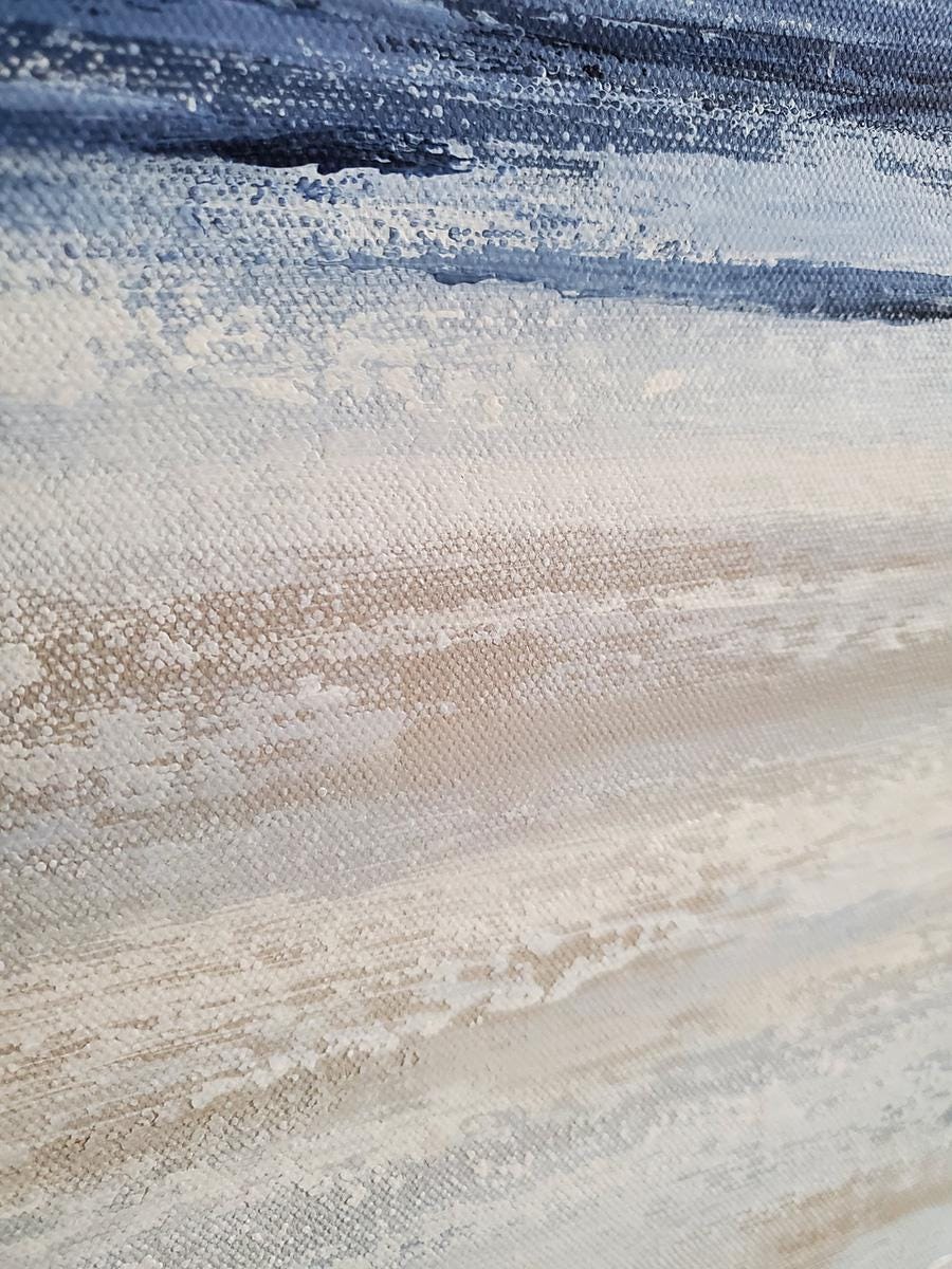 Minimalist Abstract Wall Art, Original Large Landscape Painting, Coastal Decor, Contemporary Blue Abstract