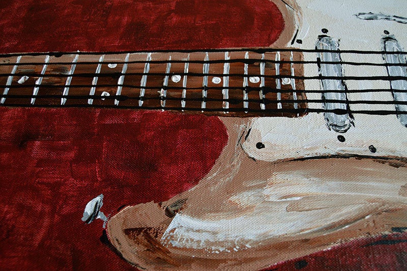 Original Guitar Painting Modern Acrylic Music Artwork Contemporary Wall Art