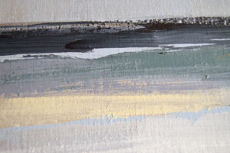 Original Blue Landscape Painting, Abstract Wall Art, Contemporary Living Room Decor