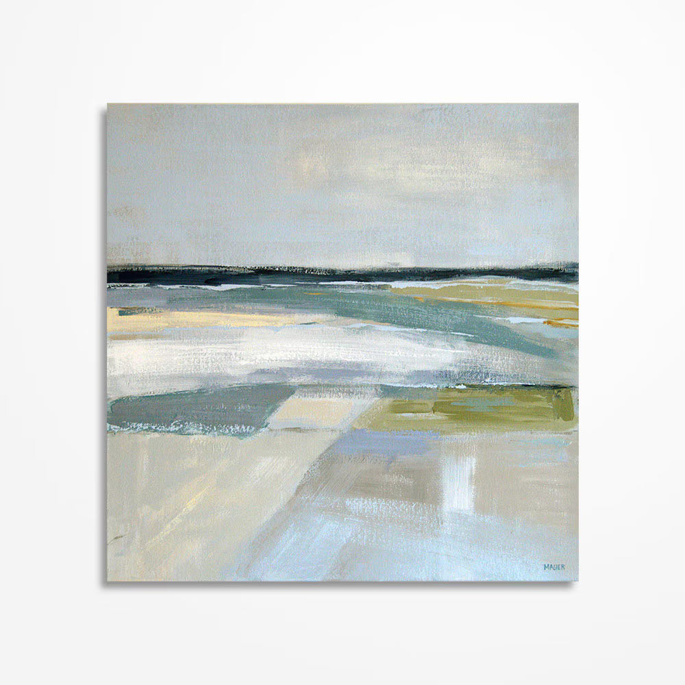 Original Blue Landscape Painting, Abstract Wall Art, Contemporary Living Room Decor