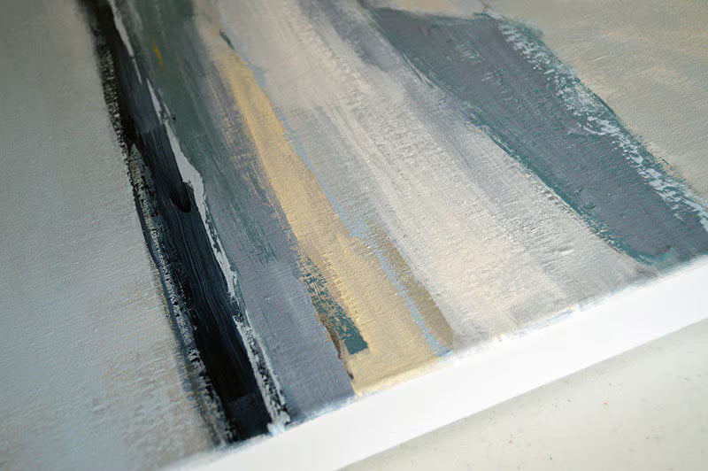 Original Blue Landscape Painting, Abstract Wall Art, Contemporary Living Room Decor