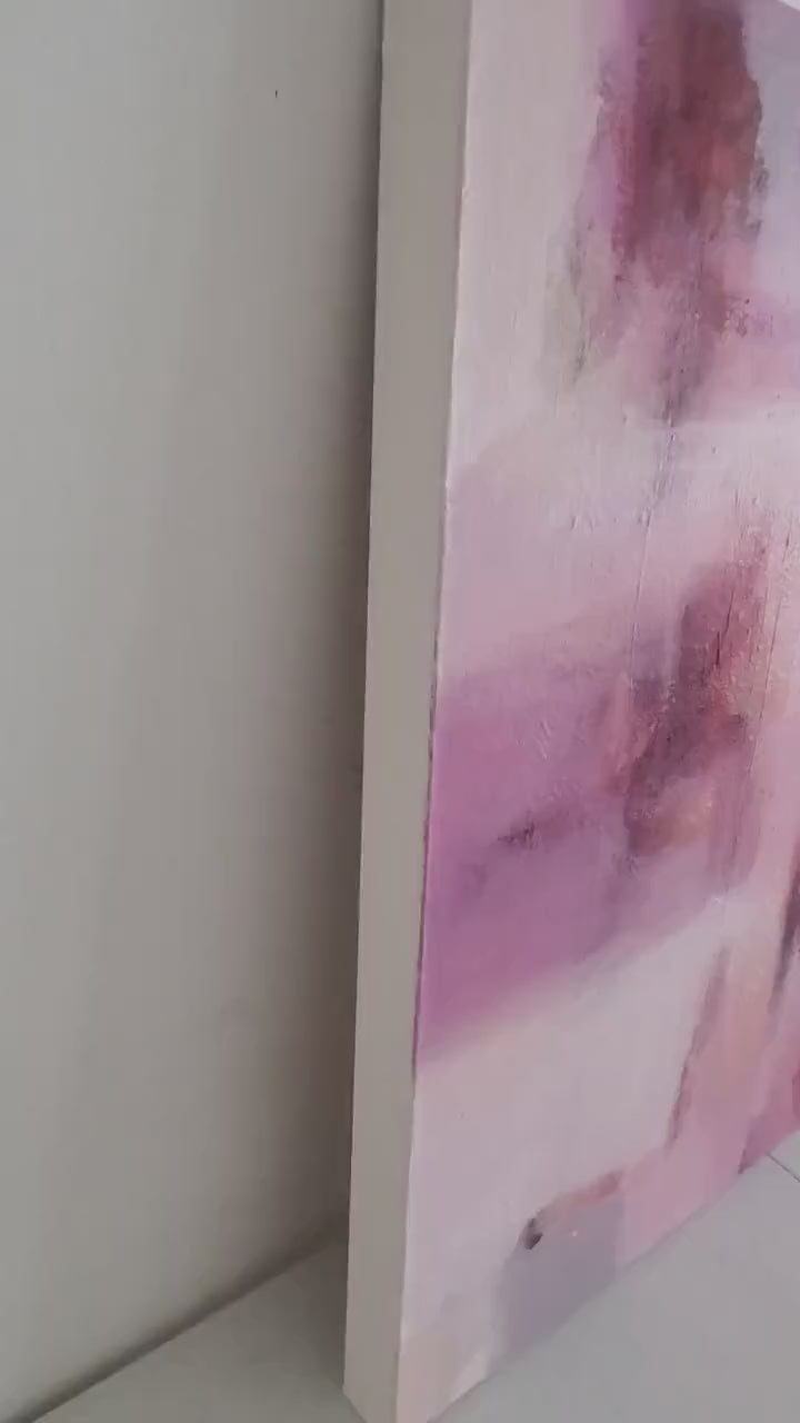 Original Abstract Painting, Modern Pink and Coral Wall Art on Canvas, Contemporary Art